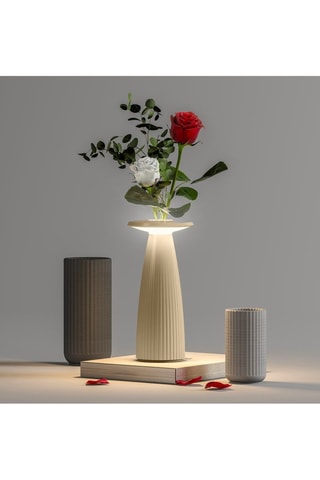 Lampe de table sans fil vase FLORA Sable H20cm