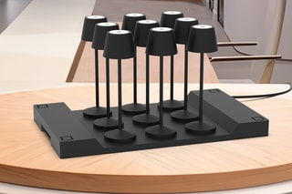 9 Lampes de table EMILY Noir + base de chargement