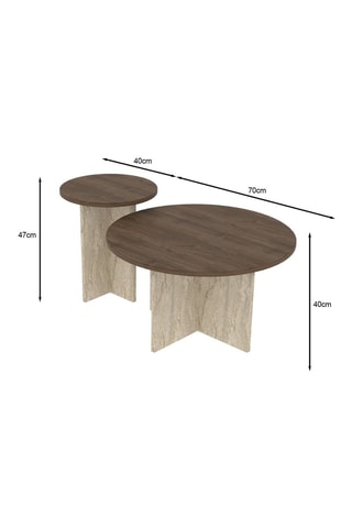2 Tables basses rondes - 70 x 40 cm et 40 x 47 cm
