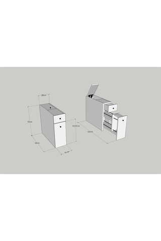 Meuble de salle de bain - 20 x 55 x 60 cm - 19 x 44 x 60 cm