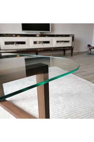 Table basse Cam Orta Sehpa S302 - Structure en bois - Plateau en verre trempé - 96 x 41 x 81 cm