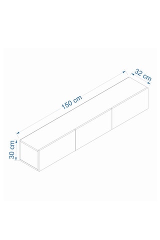 Meuble TV mural 3 abattants - 150 x 30 x 32 cm