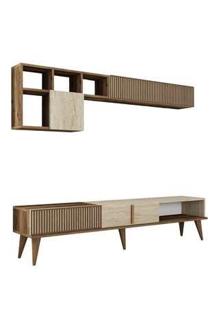 Meuble TV 2 abattants Milan - 180 x 40 x 35 cm