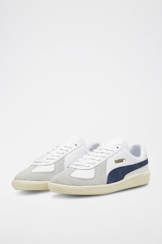 Sneakers en nubuck Puma Army Trainer - Blanc et bleu marine