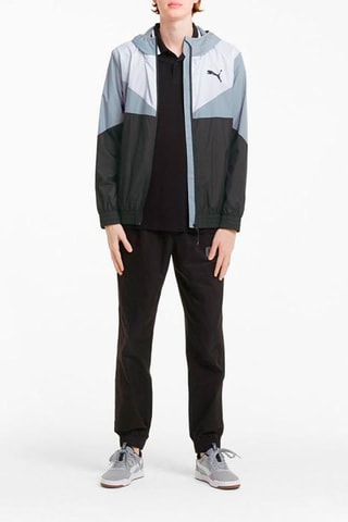 Veste de survêtement à capuche Windbreaker - Gris et noir