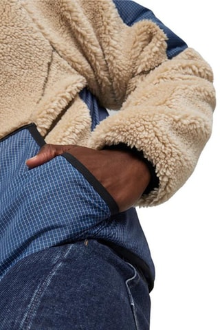 Blouson polaire sherpa à capuche Bleu et beige