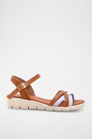 Leren Sandalen met Sleehak Bali - Grijs