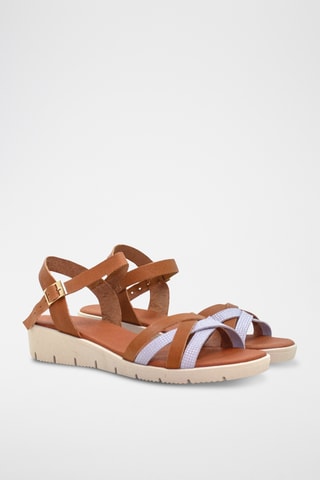 Leren Sandalen met Sleehak Bali - Grijs