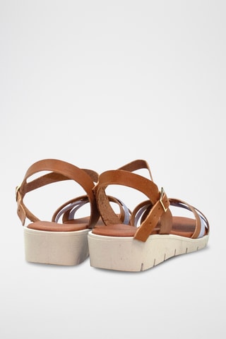 Leren Sandalen met Sleehak Bali - Grijs