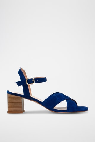 Nubuck Sandalen met Hak Asia - Marineblauw