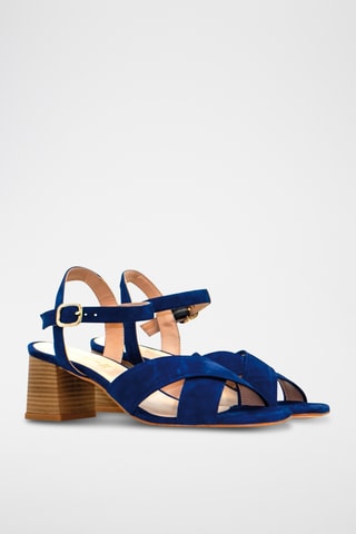 Nubuck Sandalen met Hak Asia - Marineblauw