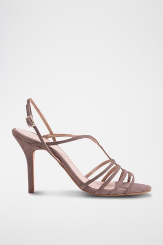 Nubuck Sandalen met Hak - Taupe