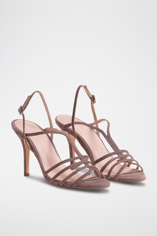 Nubuck Sandalen met Hak - Taupe