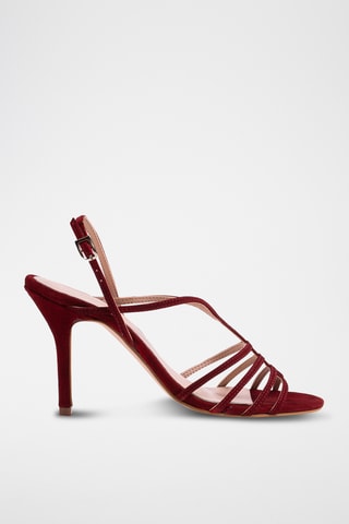 Nubuck Sandalen met Hak - Rood