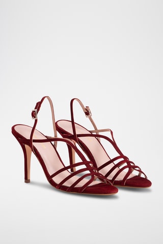 Nubuck Sandalen met Hak - Rood