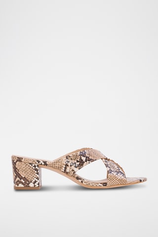 Leren Muiltjes met Hak Niza - Beige