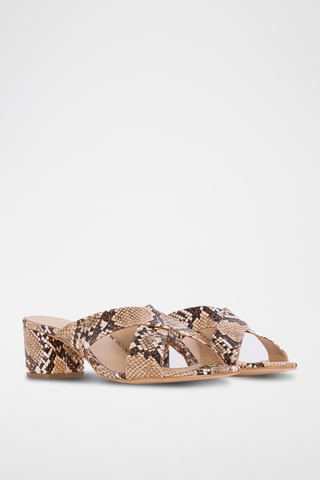 Leren Muiltjes met Hak Niza - Beige