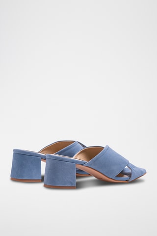 Nubuck Muiltjes met Hak - Blauw