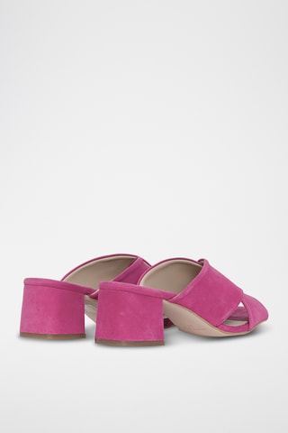 Nubuck Muiltjes met Hak - Fuchsia