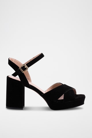 Nubuck Sandalen met Hak - Zwart