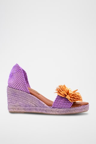 Leren Sandalen met Sleehak - Paars