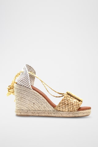 Leren Sandalen met Sleehak - Beige