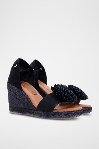 Leren Sandalen met Sleehak - Zwart