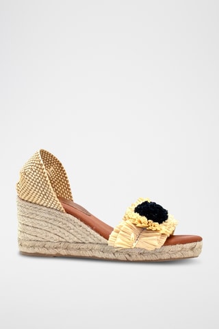 Leren Sandalen met Sleehak Helene - Beige