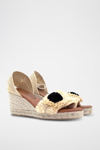 Leren Sandalen met Sleehak Helene - Beige