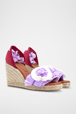 Leren Sandalen met Sleehak - Paars