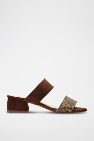 Nubuck Muiltjes met Hak - Bruin