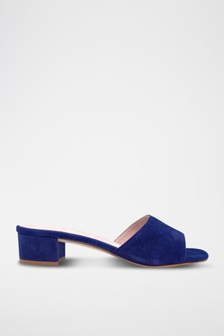 Nubuck Muiltjes met Hak Rita - Marineblauw