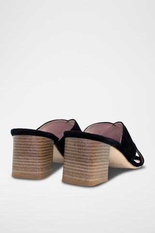 Nubuck Muiltjes met Hak Zoe - Zwart