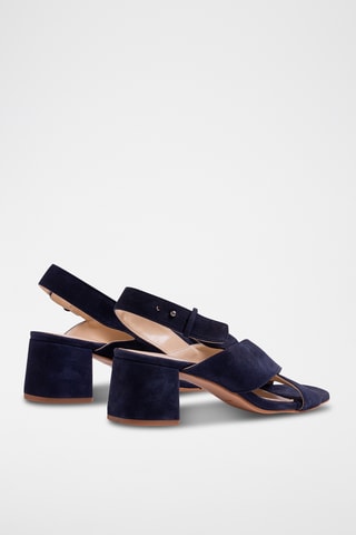 Nubuck Sandalen met Hak - Marineblauw