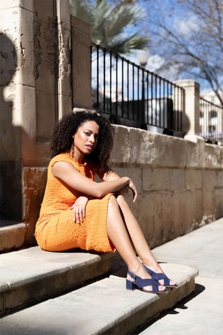 Nubuck Sandalen met Hak - Marineblauw