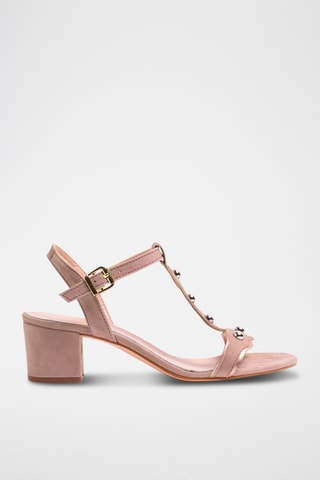 Nubuck Sandalen met Hak - Beige