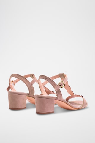 Nubuck Sandalen met Hak - Beige