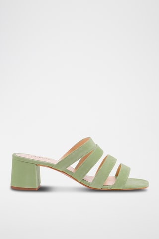 Nubuck Muiltjes met Hak - Kaki