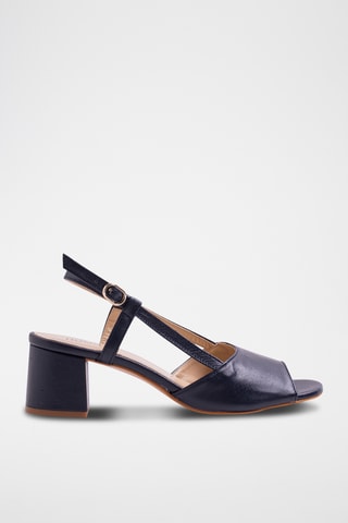 Leren Sandalen met Hak - Marineblauw