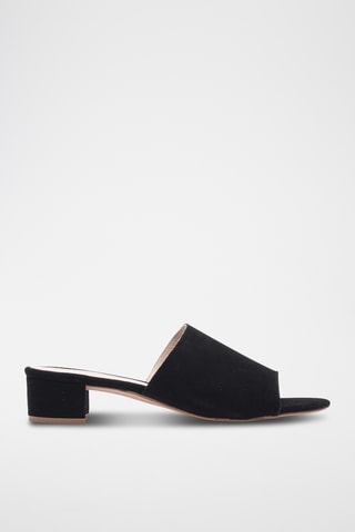 Nubuck Muiltjes met Hak - Zwart