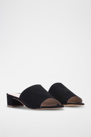 Nubuck Muiltjes met Hak - Zwart