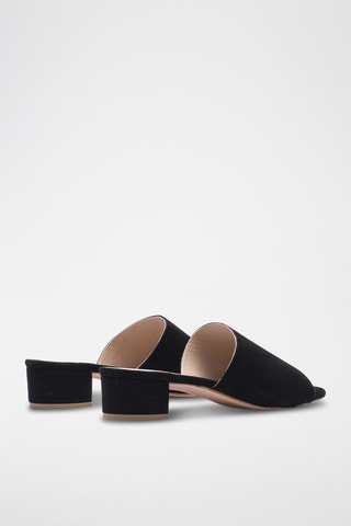 Nubuck Muiltjes met Hak - Zwart