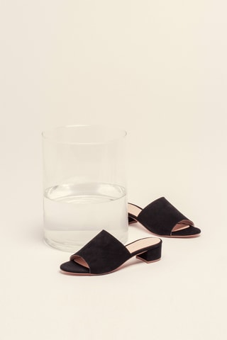 Nubuck Muiltjes met Hak - Zwart