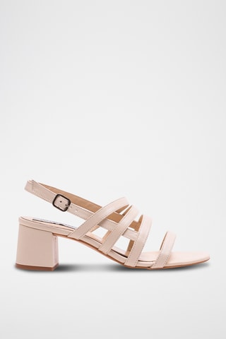 Leren Sandalen met Hak - Beige