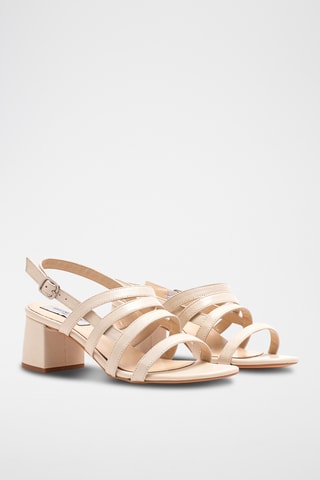 Leren Sandalen met Hak - Beige