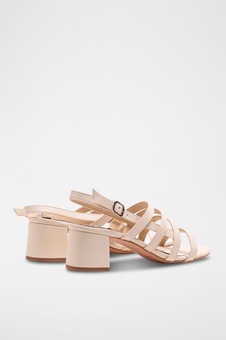 Leren Sandalen met Hak - Beige