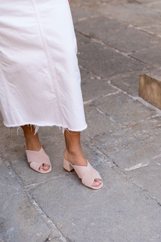 Nubuck Muiltjes met Hak - Nude