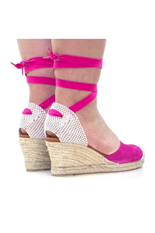 Nubuck Sandalen met Sleehak Martina - Fuchsia