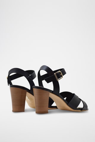 Leren Sandalen met Hak Beata - Zwart