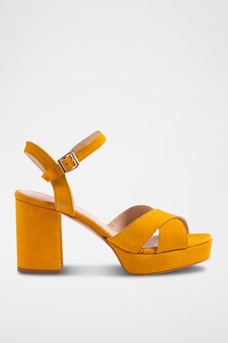 Nubuck Sandalen met Hak - Geel